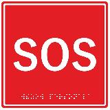 MP-010R1  Табличка тактильная с пиктограммой "SOS" (150x150мм) красный фон